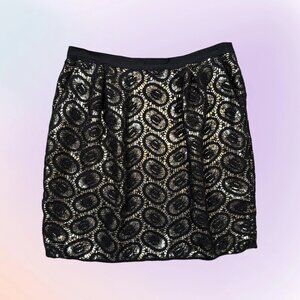 3.1 Phillip Lim Gold Sequin & Black Lace Cotton Silk Mini Skirt Women's Size 6